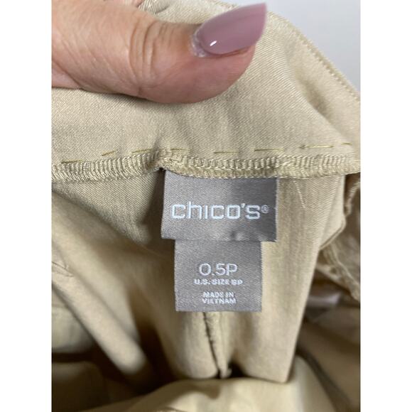 Chico's Crop Pull Up Pants Khaki Stretch Size 0.5 US SMALL - Picture 4 of 8